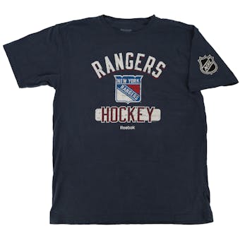 New York Rangers Reebok Navy Pigment Dyed Tee Shirt (Adult L)