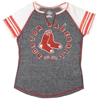 Boston Red Sox Majestic Navy More Than Enough Split Neck Tee Shirt (Womens S)