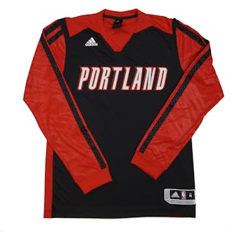 Portland Trail Blazers Adidas Black On Court Shooter Long Sleeve Performance Tee Shirt (Adult M)