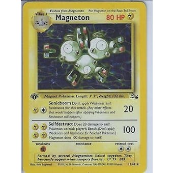 Pokemon Fossil 1st Edition Single Magneton 11/62 - SLIGHT PLAY (SP)