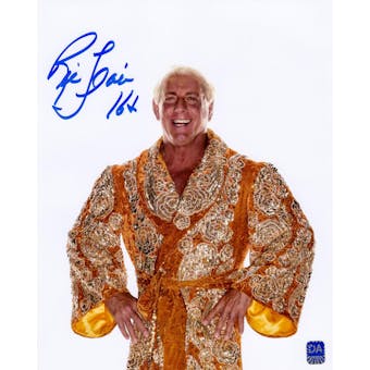 Ric Flair Autographed Gold Robe 16x20 Wrestling Photo