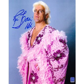 Ric Flair Autographed Pink Robe 8x10 Wrestling Photo