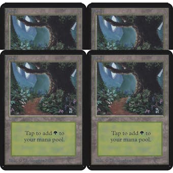 Magic the Gathering Alpha 4x LOT Forest (Trail) MODERATELY PLAYED (MP) Basic Land