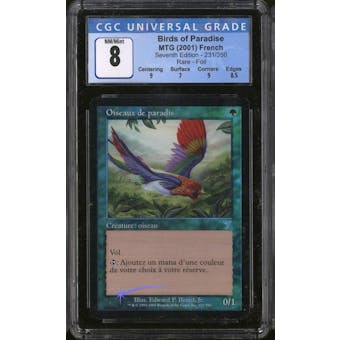 Magic the Gathering 7th Edition French FOIL Birds of Paradise CGC 8 NEAR MINT (NM)