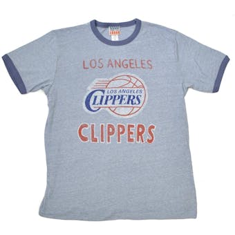 Los Angeles Clippers Junk Food Vintage Blue Ringer Tee Shirt (Adult M)
