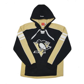 Pittsburgh Penguins Reebok Black Lace Up Fleece Jersey Hoodie