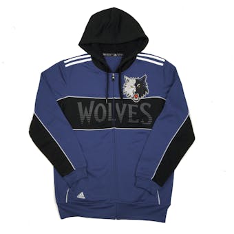 Minnesota Timberwolves Adidas Blue & Black The Chosen Few 3-Stripe Full Zip Hoodie (Adult L)
