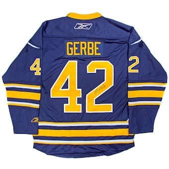 Nathan Gerbe Autographed Buffalo Sabres Blue Hockey Jersey