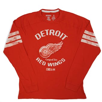 Detroit Red Wings CCM Reebok Red Name & Logo Applique L/S Tee Shirt (Adult L)