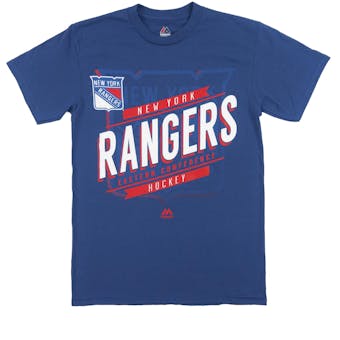 New York Rangers Majestic Blue Earn Each Play Tee Shirt (Adult L)