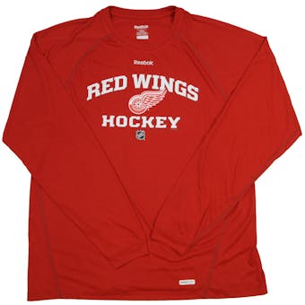 Detroit Red Wings Reebok Red Speedwick Performance Long Sleeve Tee Shirt (Adult S)