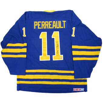 Gilbert Perreault Autographed Buffalo Sabres XL Blue Jersey Throwback