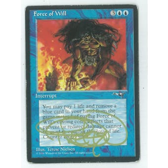 Magic the Gathering Alliances Single Force of Will (Artist Signed) - HEAVY PLAY (HP)