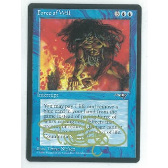 Magic the Gathering Alliances Single Force of Will (SIGNED BY ARTIST) - NEAR MINT (NM)