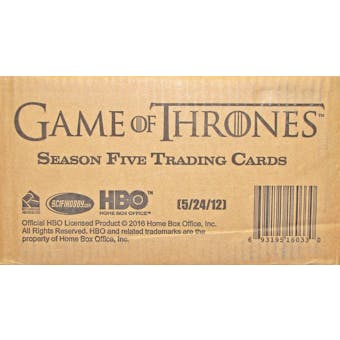 Game Of Thrones Season 5 (Five) Trading Cards 12-Box Case (Rittenhouse 2016)