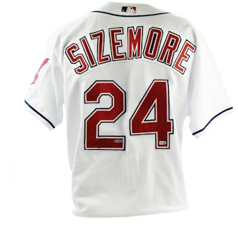 Grady Sizemore Upper Deck UDA Auto Official White Cleveland Indians Jersey