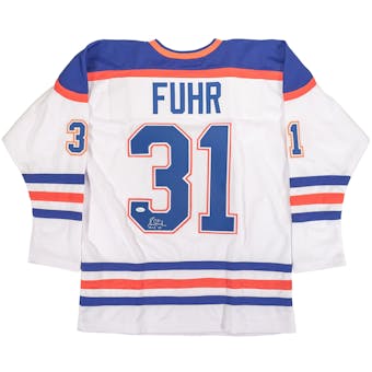 Grant Fuhr Autographed Edmonton Oilers Hockey Jersey w/ HOF 03 (JSA)