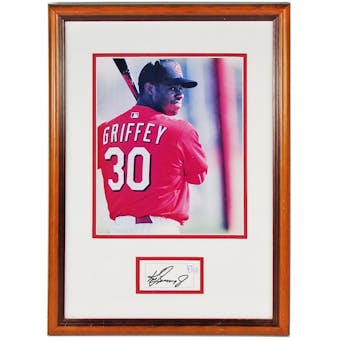 Ken Griffey Jr. Autographed Cincinnati Reds Framed 8X10 (Double Matted) Photo (JSA)