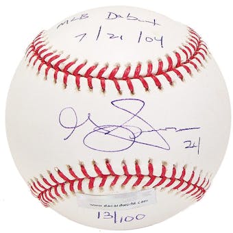 Grady Sizemore Autograph Baseball w/MLB Debut inscrp(Near Mint)(DACW COA)