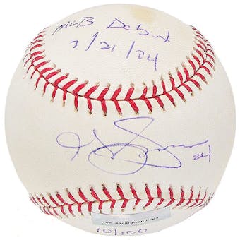Grady Sizemore Autograph Baseball w/MLB Debut inscrp(Slightly Stained)(DACW COA)