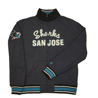 San Jose Sharks Reebok CCM Heather Grey Fleece Track Jacket (Adult S)