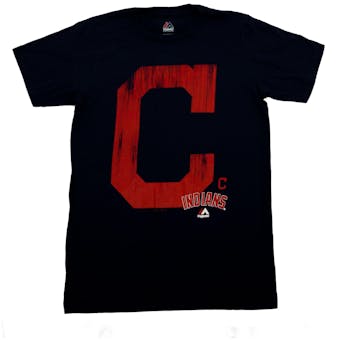 Cleveland Indians Majestic Navy Takin' Em To School Tee Shirt (Adult XL)