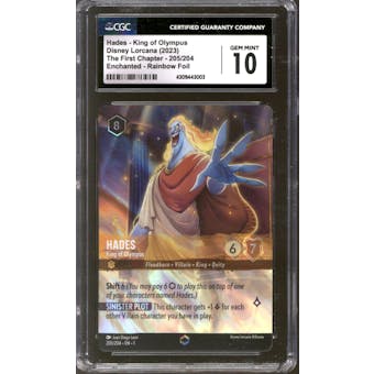 Disney Lorcana First Chapter Hades King of Olympus Enchanted Foil 205/204 CGC 10 GEM MINT EARLY GENCON RELEASE