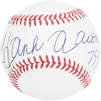 Hank Aaron Autographed Atlanta Braves Official MLB Baseball w/"755" Inscrip. (Steiner)