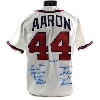 500 Home Run Club Hank Aaron Jersey Autographed by 11 HOFer's - Mantle-Williams-Aaron-Mays-McCovey