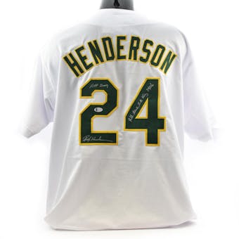 Rickey Henderson Oakland A's Custom Jersey (HOF 2009, All-Time SB King 1406) BAS COA #P17689 (Reed Buy)