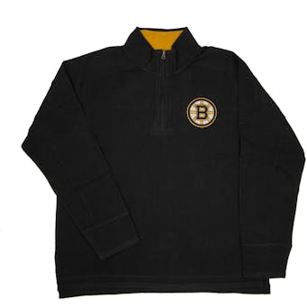 Boston Bruins Old Time Hockey Boles Black 1/4 Zip Fleece Crew (Adult L)