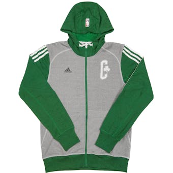 Boston Celtics Adidas Heather Grey & Green Pre-Game Full Zip Fleece Hoodie (Adult XXL)