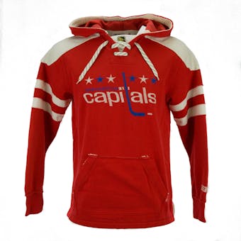 Washington Capitals CCM Reebok Red Lace Up Fleece Jersey Hoodie (Adult S)