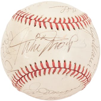 Roger Maris & Joe Dimaggio Autographed Baseball with 15 Other Signatures (JSA Letter)