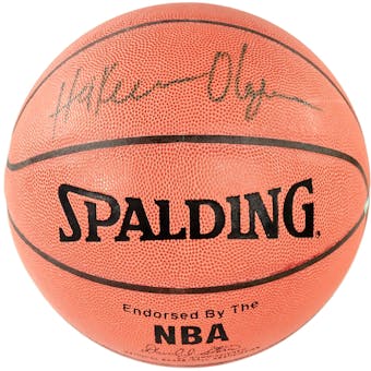 Hakeem Olajuwon Autographed Houston Rockets Spalding Basketball (Scoreboard)