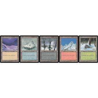 Magic the Gathering Ice Age Lot of 30+ Snow-Covered Basics - 18 Island 6 Mountain 5 Plains 1 Forest 1 Swamp