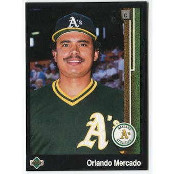 1989 Upper Deck Orlando Mercado Oakland Athletics Blank Back Black Border Proof