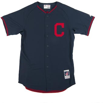 Cleveland Indians Majestic Navy BP Cool Base Performance Authentic Jersey (Adult 52)