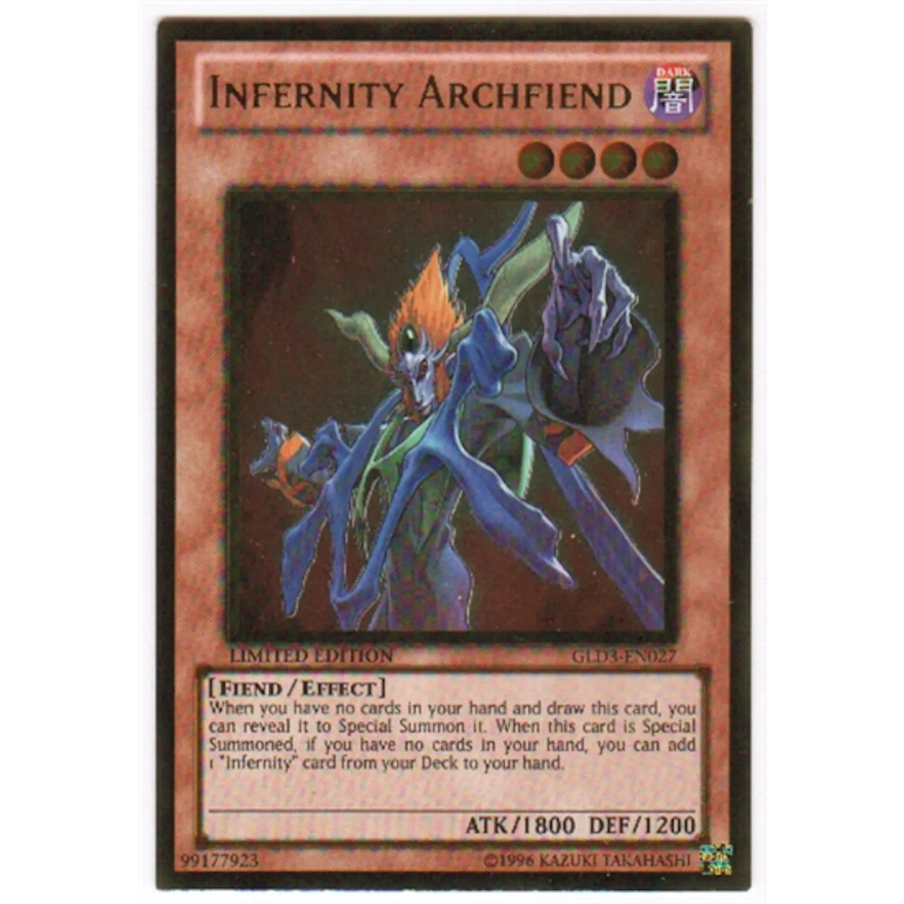 Yu-Gi-Oh Gold Series 3 Single Infernity Archfiend (GLD3-EN027) | DA Card World Yu-Gi-Oh Gold Series 3 Single Infernity Archfiend (GLD3-EN027) | DA Card World