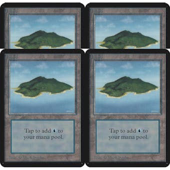 Magic the Gathering Alpha 4x LOT Island (Blue Green) MODERATELY PLAYED (MP) Basic Land