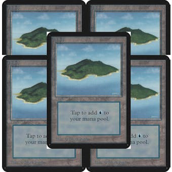 Magic the Gathering Alpha Basics LOT 5x Island (trees) - SLIGHT PLAY (SP)