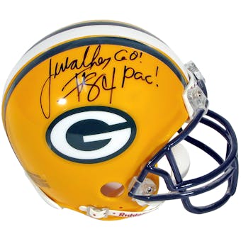 Javon Walker Autographed Green Bay Packers Mini Helmet w"Go Pac!" Inscr (Mounted Mem)