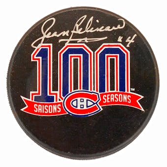 Jean Beliveau Autographed Montreal Canadians 100th Anniversary Hockey Puck (Beliveau Holo)