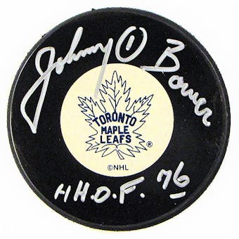 Johnny Bower Autographed Toronto Maple Leafs Hockey Puck Icebox COA