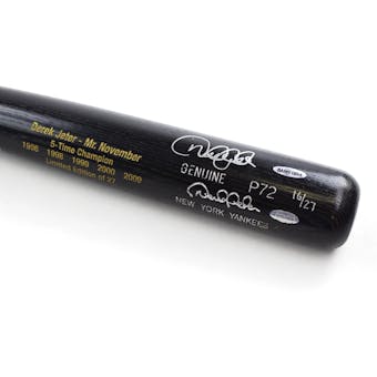 Derek Jeter Yankees Autographed Upper Deck (UDA) - 5 X World Series Champ LE 16/27 P72 Model Baseball Bat