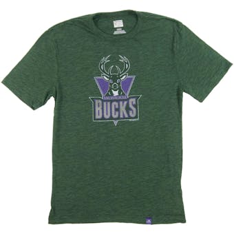 Milwaukee Bucks Majestic Heather Green Hours and Hours Dual Blend Tee Shirt (Adult L)