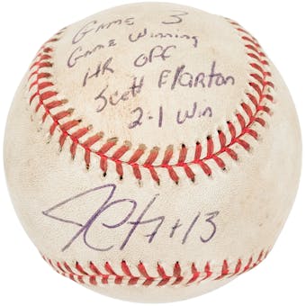 Jim Leyritz Autographed New York Yankees Game Used MLB Baseball with inscript (JSA COA)