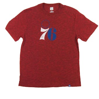 Philadelphia 76ers Majestic Heather Red Hours and Hours Dual Blend Tee Shirt (Adult M)