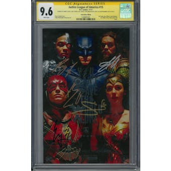 Justice League of America #15 CGC 9.6 (W) Sig Series Cavill, Fisher, Gadot, Miller & Momoa *1589897001*