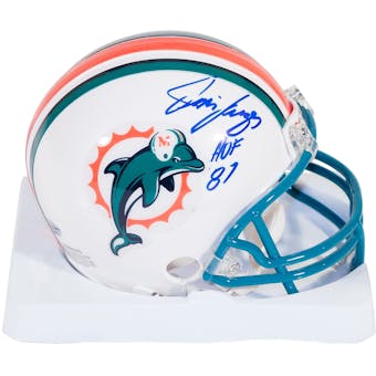 Jim Langer Autographed Miami Dolphins Mini Football Helmet with HOF inscription (Leaf)